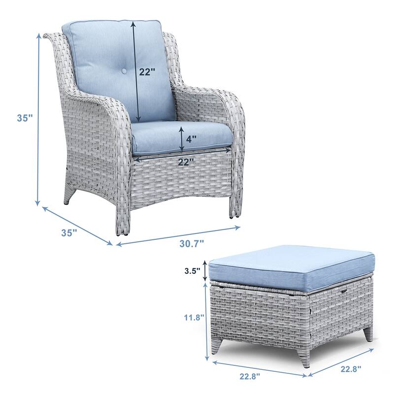 Gymojoy 4-Piece Outdoor Wicker Patio Furniture Chair Set, Rattan Coversation Set with Water Resistant Thick Cushions