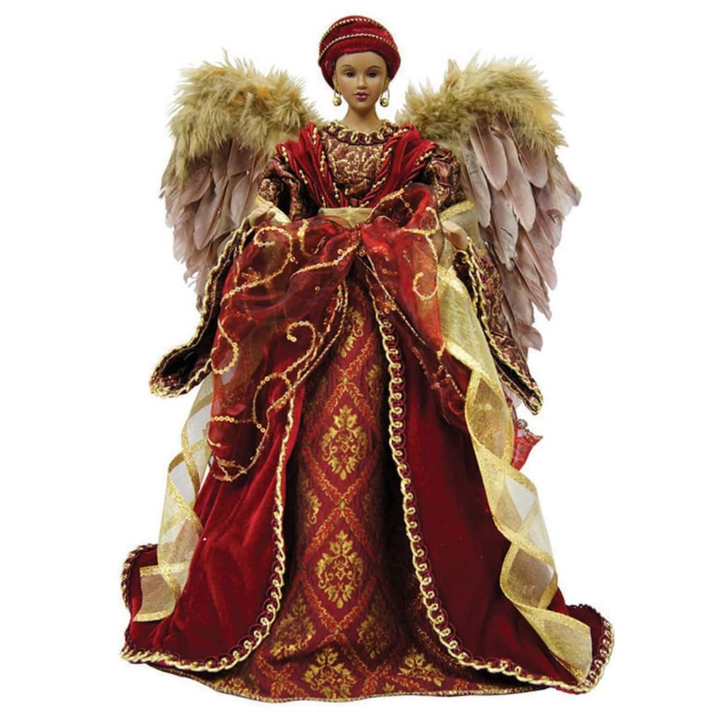 16" African American Angel Christmas Tree Topper, Unlit