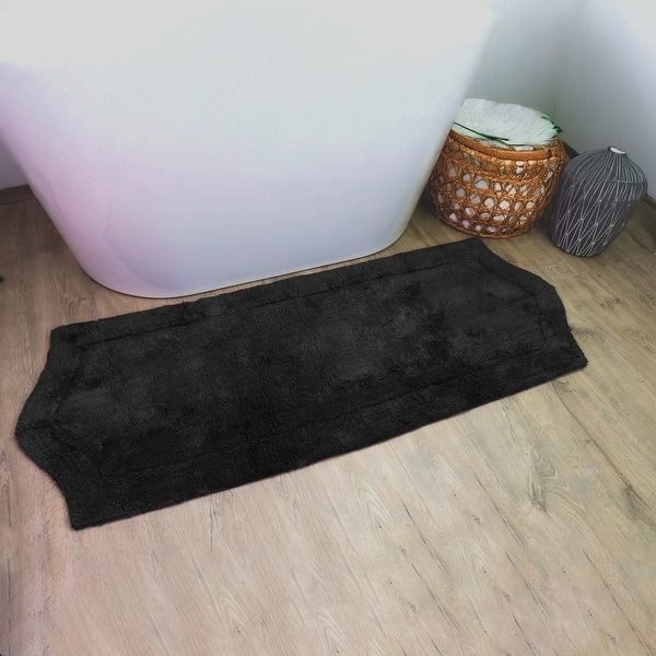 slide 2 of 10, Home Weavers Bathroom Rug, Cotton Soft, Water Absorbent Bath Rug, Non Slip Shower Rug Machine Washable 22"x60" Runner Black