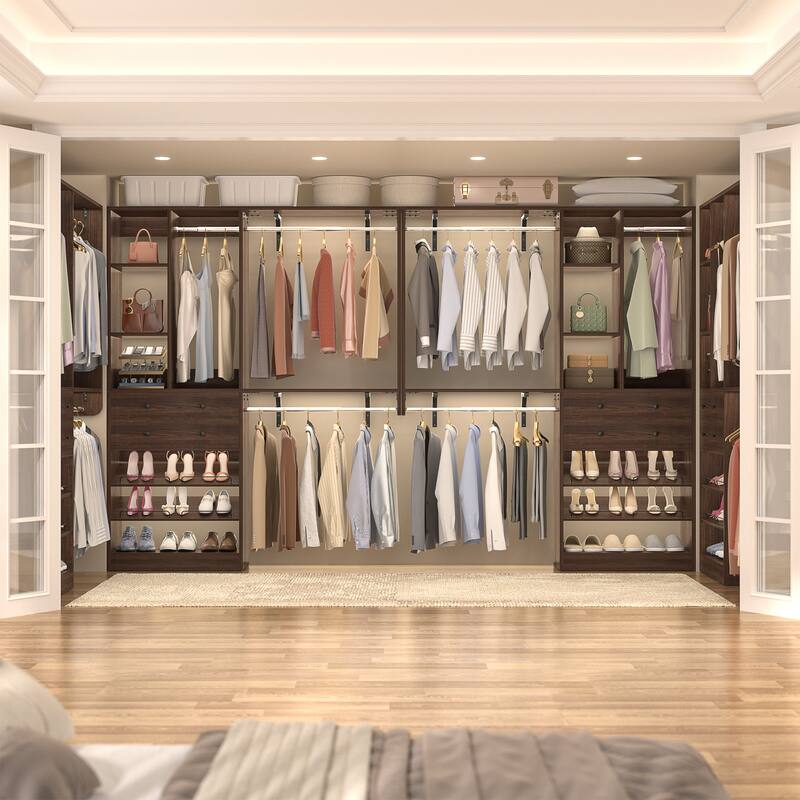 Grimm 5FT Small Closet System with Drawers, 60" Closet Organizer System with Reversible Hanging Shelving