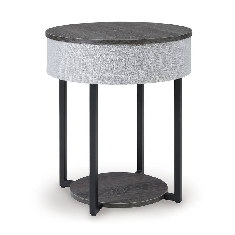 Seme Accent Table, Wireless Charging, Built In Speakers, 18 Inch, Gray