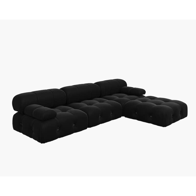 104" Wide Velvet Reversible Modular Sofa & Chaise with Ottoman