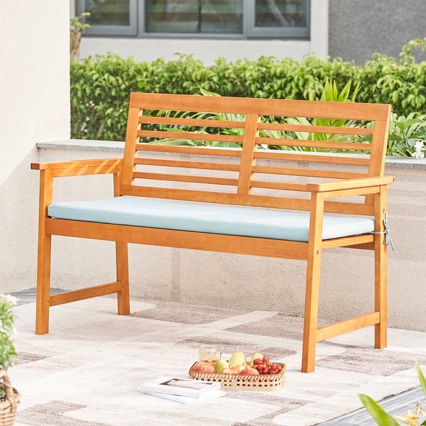 slide 2 of 6, Waimea Honey Slatted Eucalyptus Wood Garden Bench with Cushion