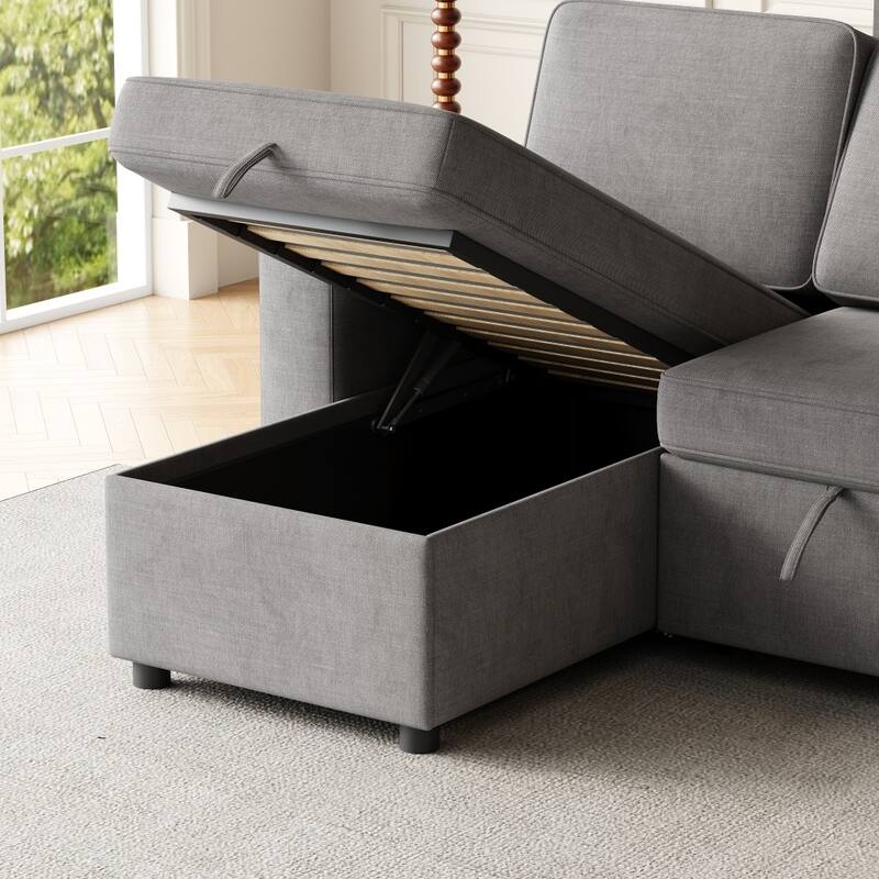 2 in 1 Pull Out Sofa Bed with Storage and Charging Port