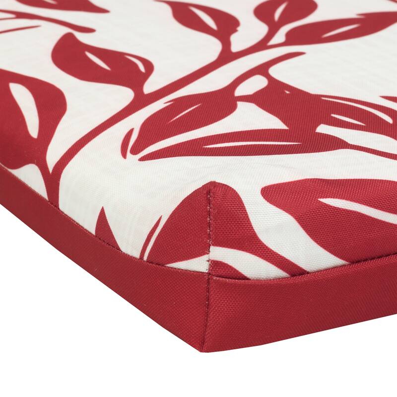Ruby Red Outdoor Printed Leaves Lounger Cushion 22 x 71 in Red Ivory - 22" x 71" x 2.75"