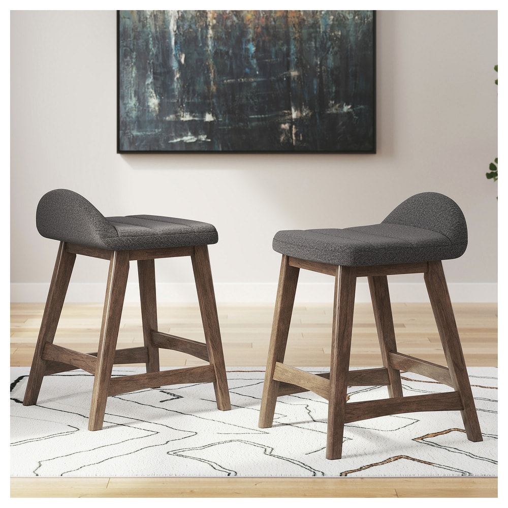 Signature Design by Ashley Lyncott Upholstered Counter Height Bar Stool (Set of 2) - 19"W x 20"D x 29"H