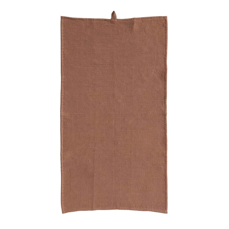 Woven Linen and Cotton Waffle Decorative Tea Towel - 36.0"L x 20.0"W x 0.1"H - Terracotta