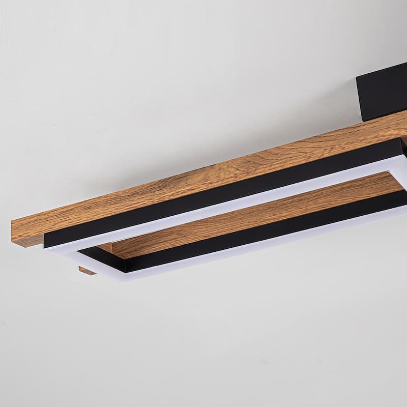Integrated LED Rectangle Wood Semi Flush Mount Ceiling Light for Hallway Foyer