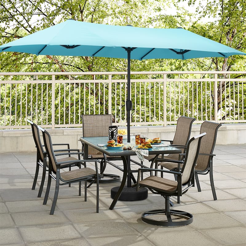 Autlaycil 13 ft Patio Umbrella with Crank For Outdoor Umbrella Base Included - Blue