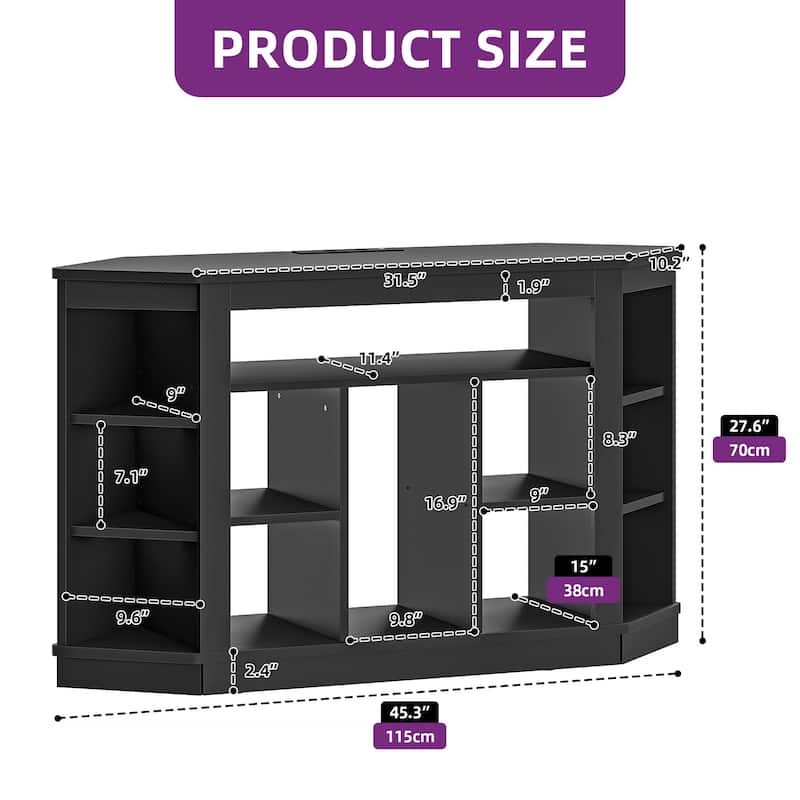 Moasis Corner TV Stand Media Console with LED Light and Shelves for TV up to 55"