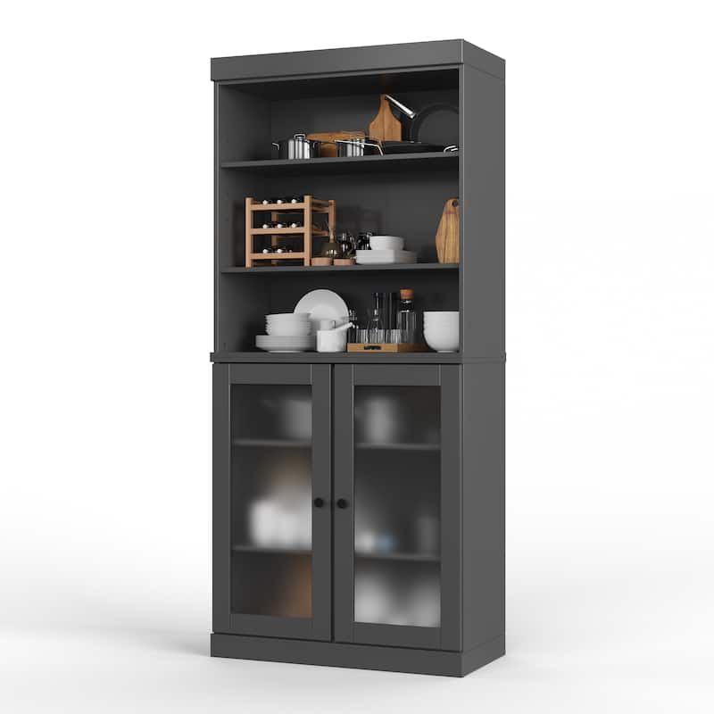 100% Solid Wood 32" Kitchen Pantry Cabinet with 2 Doors by Palace Imports