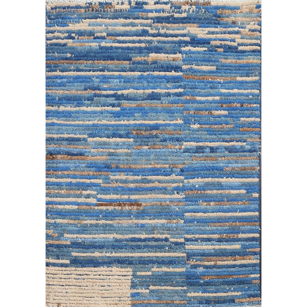 Blue Contemporary Gabbeh Kashkoli Oriental Area Rug Wool Hand-knotted - 2'9" x 4'0"