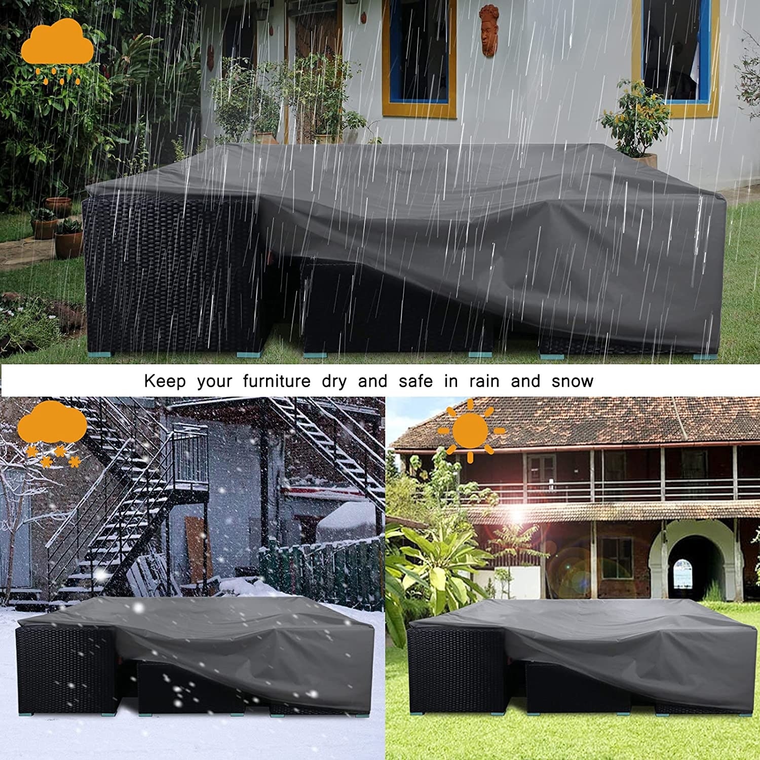 Blesiya 50-inch Furniture Round Cover Outdoor Garden Waterproof Heavy Duty 