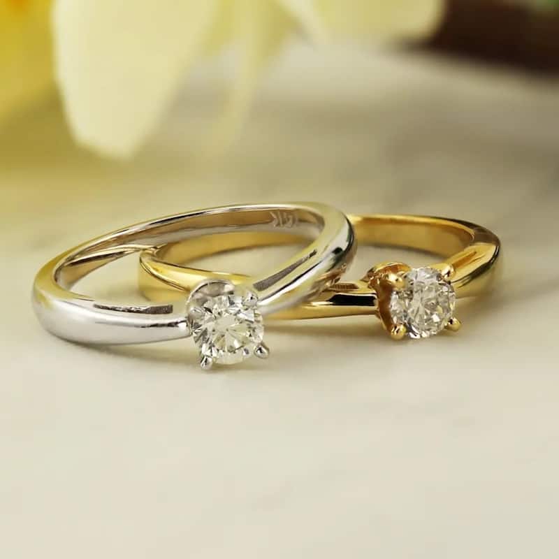 Auriya 14k Gold 1/3ctw Round Solitaire Diamond Engagement Ring
