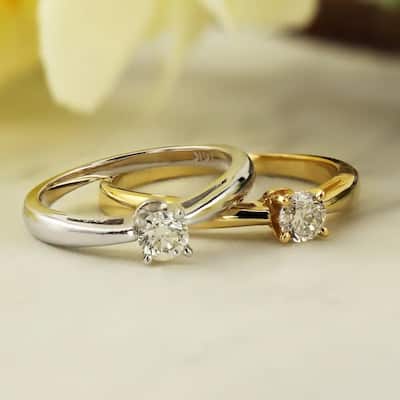 Auriya 14k Gold 1/3ctw Round Solitaire Diamond Engagement Ring