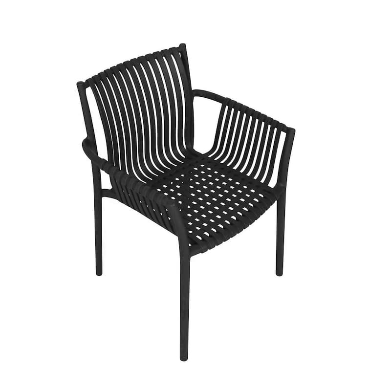Weave Stackable Indoor/Outdoor Chair Set of 2 Black