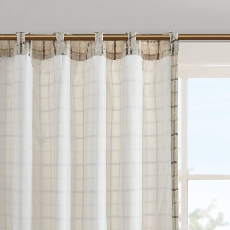 Plaid Rod Pocket and Back Tab Curtain Panel with Fleece Lining