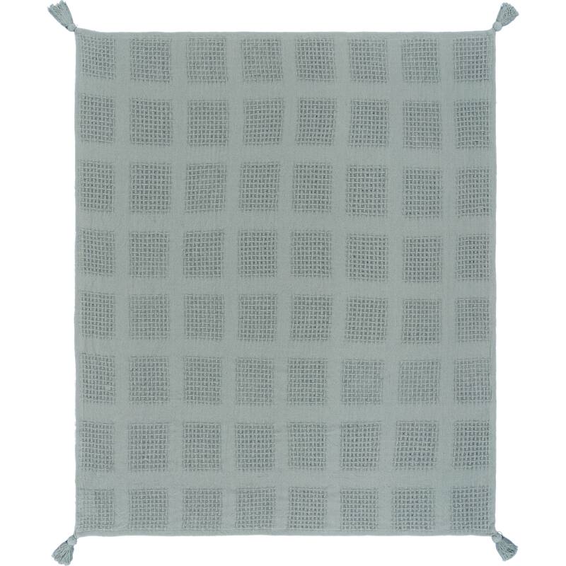 Porch & Den Hand-Woven Natural Cotton Basket Weave Standard Size Throw Blanket