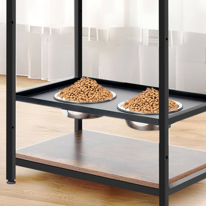 Dog Feeding Station,3 Height Adjustable Raised Dog Bowls, Dog Feeder Station for Large Medium Dogs Cats with Shelves