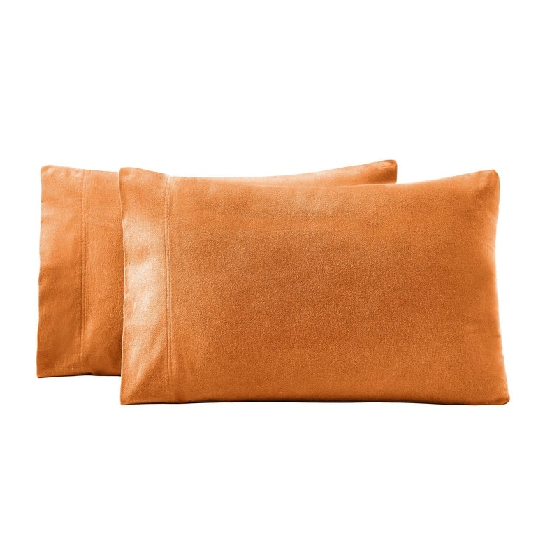 Superior Solid Flannel Cotton Fuzzy Pillowcases, Set of 2
