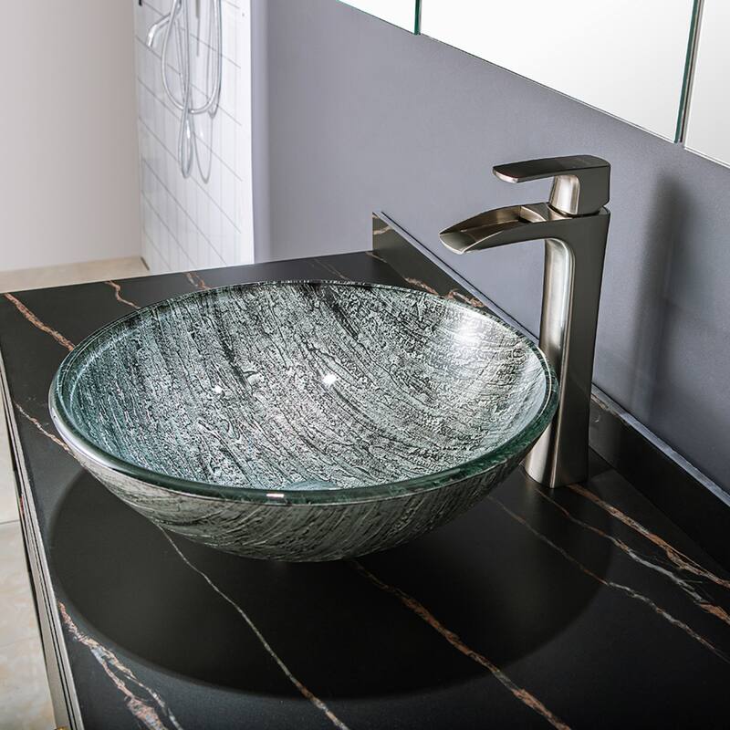 Vinnova Glass Circular Vessel Bathroom Sink without Faucet