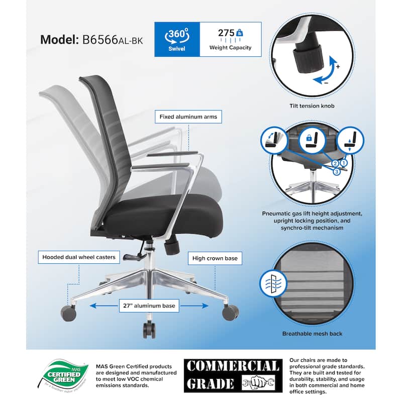 Boss Horizontal Mesh Back Task Chair - Black