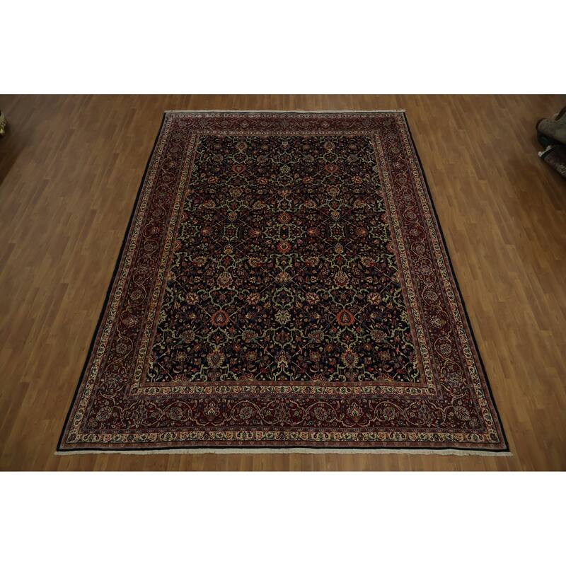 Hand Knotted Oriental 100% Wool Carpet Traditional Traditional Navy Blue & Blues Sarouk Area Rug - 14' 5'' X 10' 4''