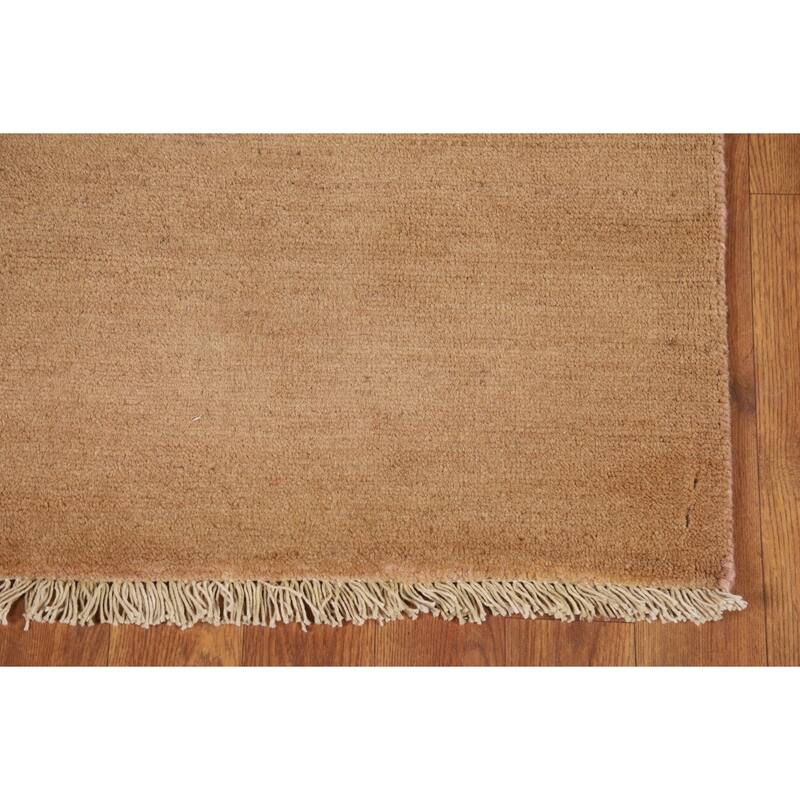Light Brown Gabbeh Modern Runner Rug Oriental Hand-Knotted Wool Carpet - 2'7"x 9'10"