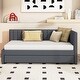 preview thumbnail 1 of 1, Full Size Upholstered Daybed with Trundle Sofa Bed Frame No Box Spring Needed, Linen Fabric(Beige) Beige