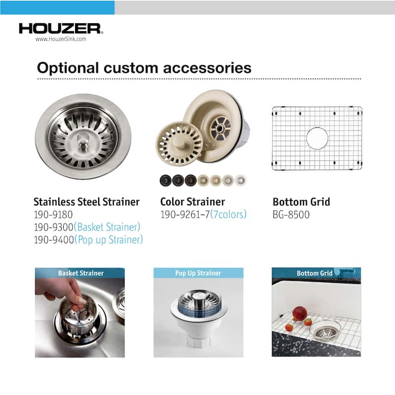 Houzer PTU-2800 Platus 25-1/2" Undermount Single Basin Fireclay