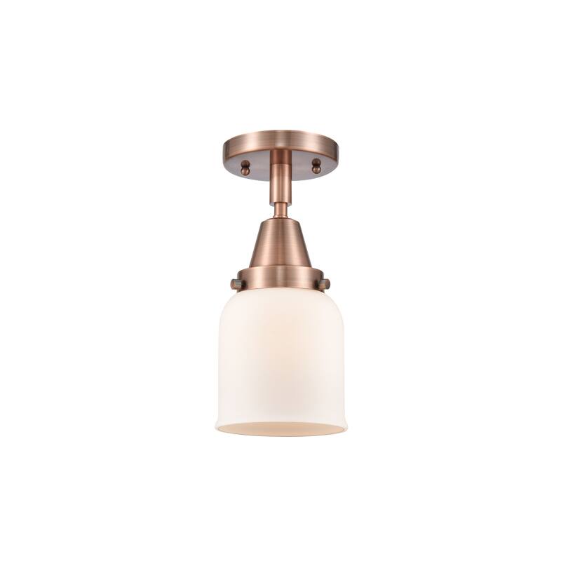 Innovations Lighting Caden Bell - 1 Light 5" Flush Mount - Antique Copper/Matte White