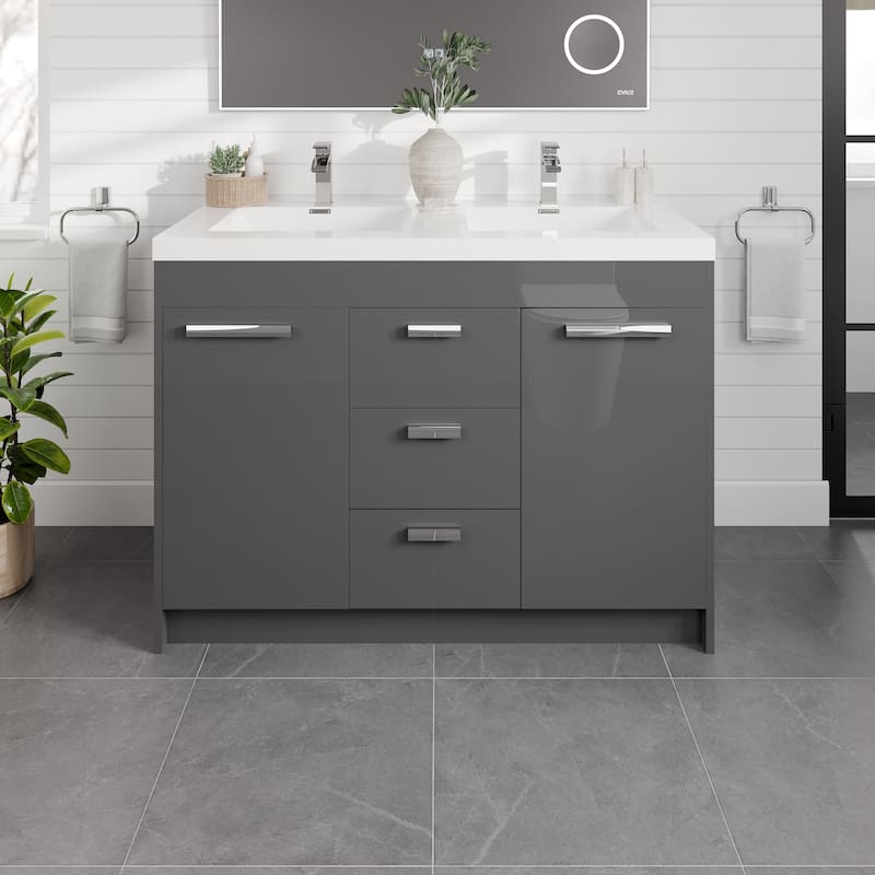 Eviva Lugano 48" Gray DS Bath Vanity with Integrated Sink