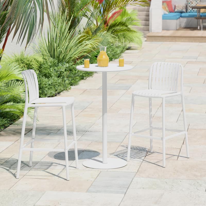 Frond and Form 2-Person Outdoor Round Dining Set Bar Height