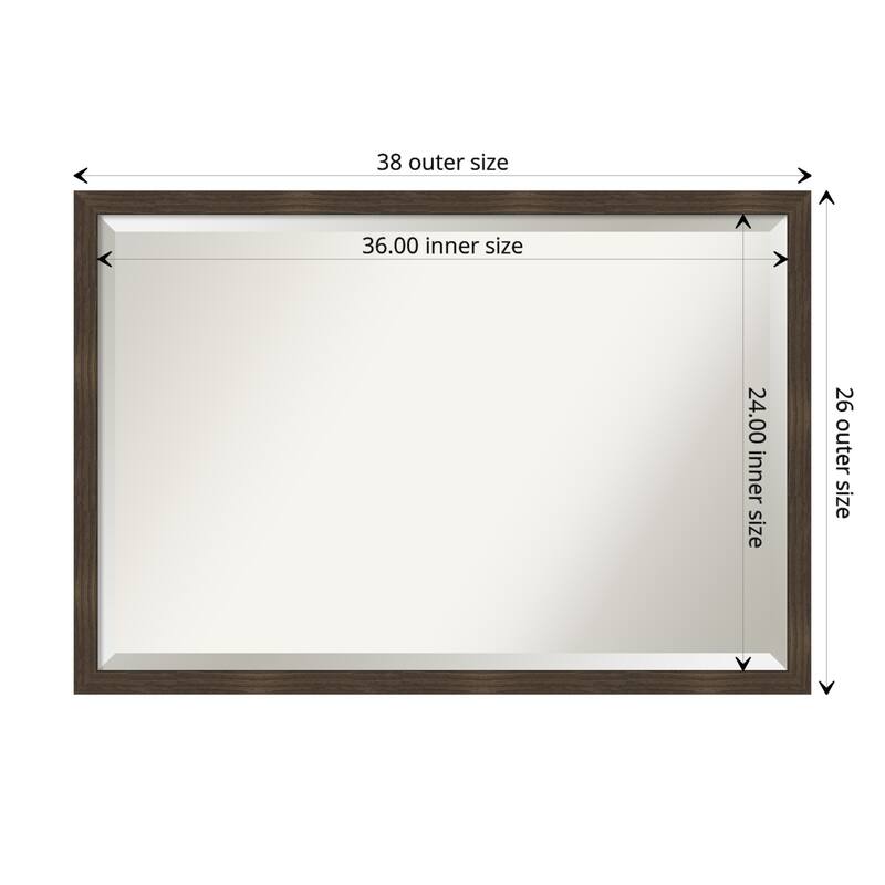 Woodgrain Stripe Beveled Wood Framed Wall Mirror - Woodgrain Stripe Chocolate - Glass Size 36x24