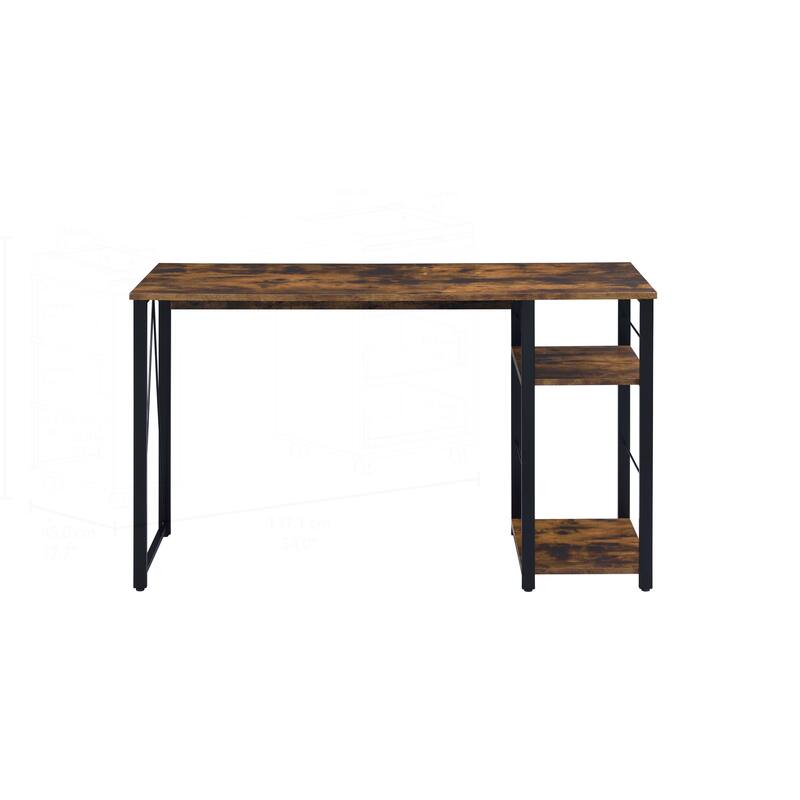Versatile Metal and Veneer Writing Desk for Efficient Work and Study - Black and Oak