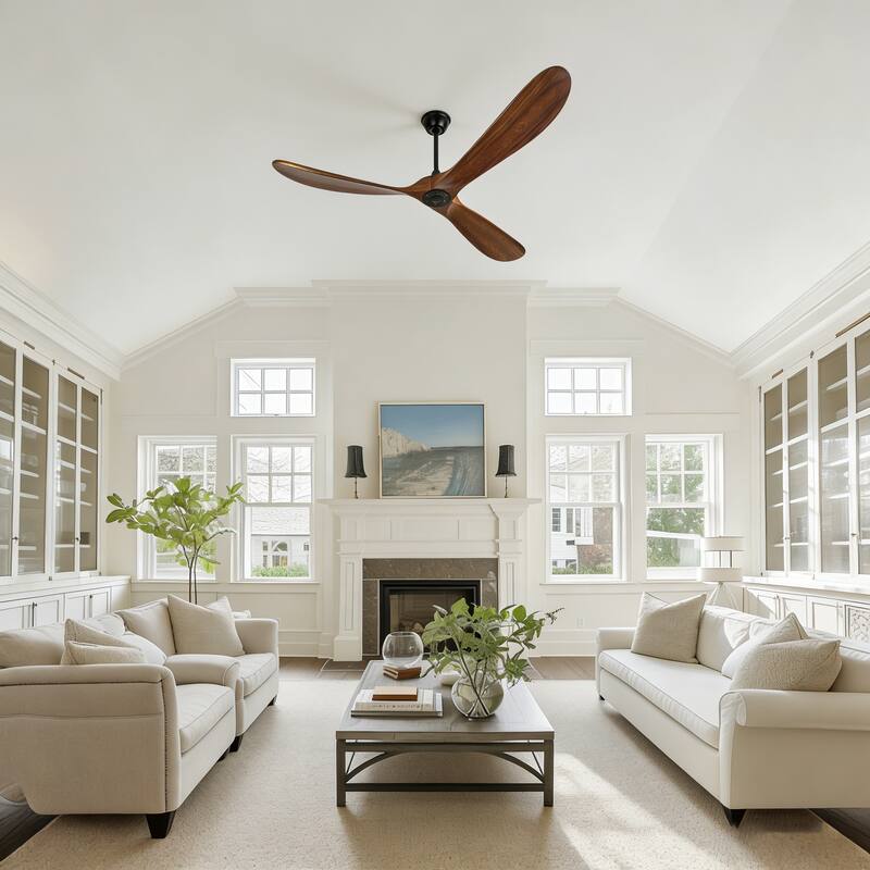 72"Large Size Solid Wood Ceiling Fan without Lights with Remote Control and Wall Switch, for Patio,Indoor,Living Room,Bedroom