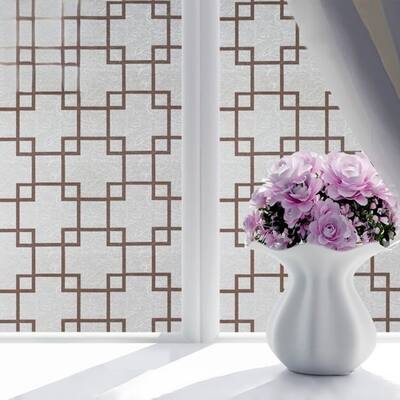 DCP Self-adhesive Brown lattice Window Film，78.7*35.4 - 78.7*35.4