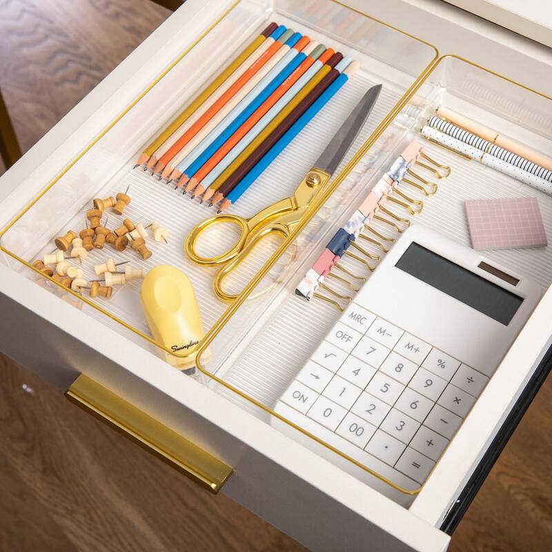 Flash Furniture BE-PB8973-G-3-MS Kerry 2" Tall Office Organizer Set - Clear / Gold