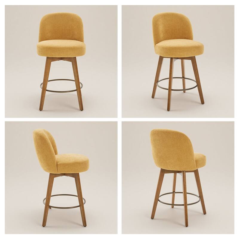 Fabric Upholstered Counter Height Swivel Bar Stools - 37.8"H x 19.7"W x 23.2"D
