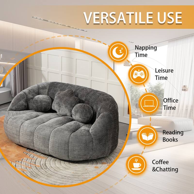 Chenille Upholstered Durable Comfort Lounger Bean Bag Lazy Sofa