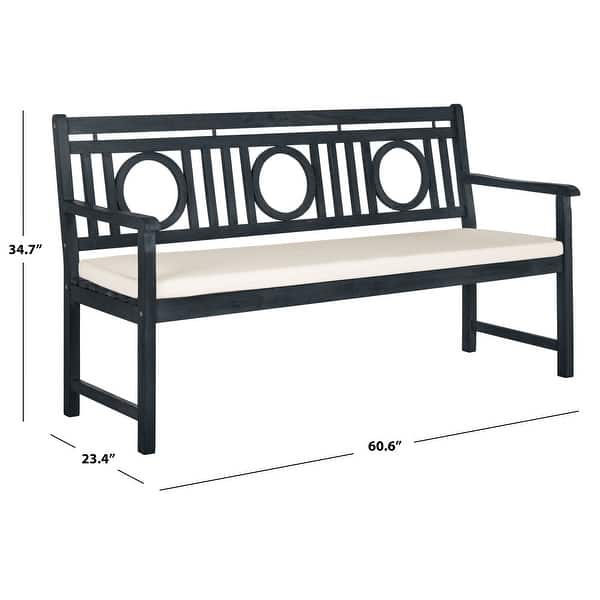 SAFAVIEH Outdoor Living Montclair 3-seat Dark Slate Grey/ Beige Bench - 23.4"x60.6"x34.7"