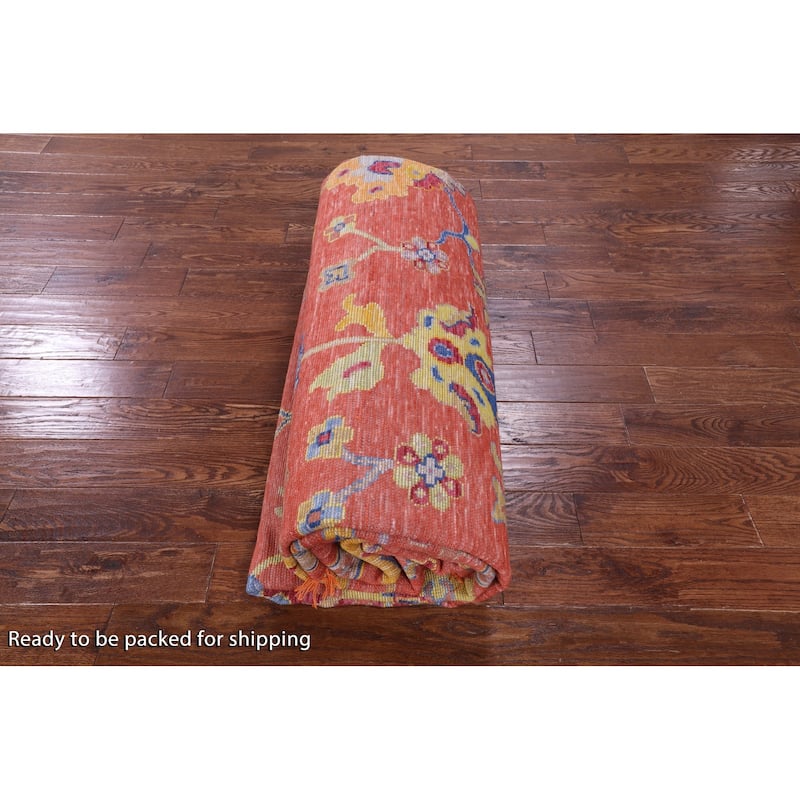 Golden Nile Orange Turkish Oushak Hand Knotted Wool Rug - 10' 3" X 13' 4"