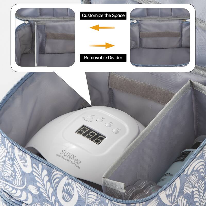 Double-Layer Nail Polish Organizer Bag, Holds 27 Bottles, Nail Tools & Dryer Storage Case with Adjustable Dividers