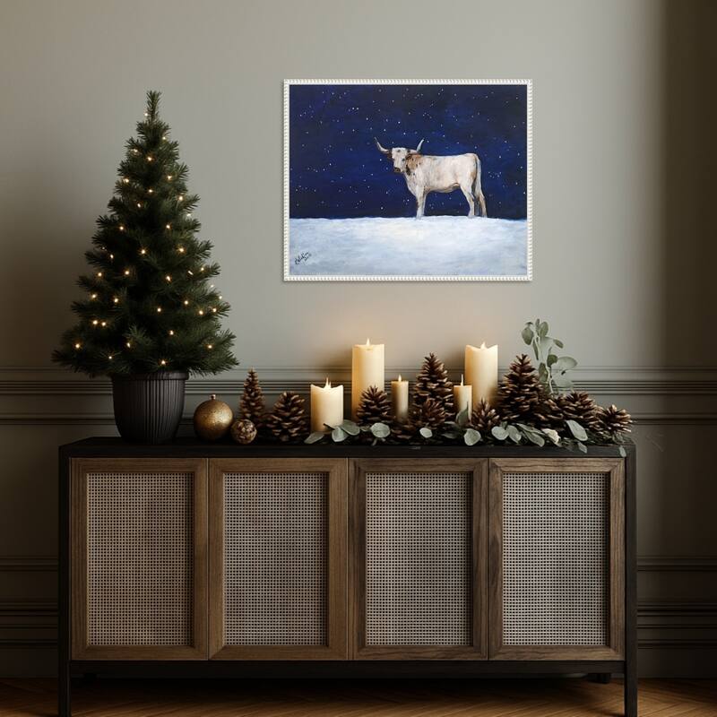 Journey Through the Snow III by Kathy Winkler (28 x 23 in.), Framed Canvas Wall Art Print - Sylvie Beaded White