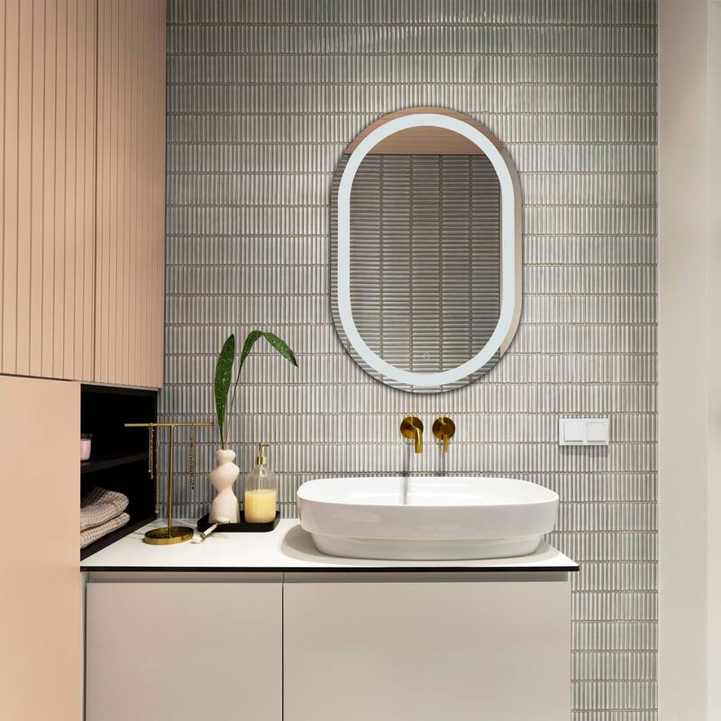 SAFAVIEH Carisa 24" Led Vanity Mirror - Silver / White - 24Wx1Dx36H