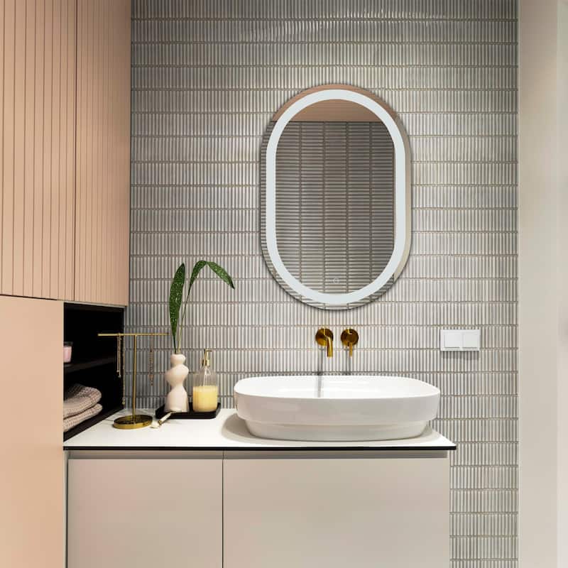 SAFAVIEH Home Crosby 24" LED Vanity Mirror - Silver / White