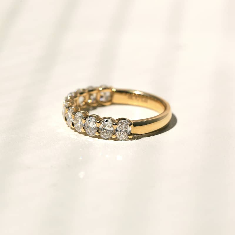 Kobelli 1.65 Carat Lab Grown Diamond 14k Solid Gold Oval U-Prong Half Eternity Summer Ring