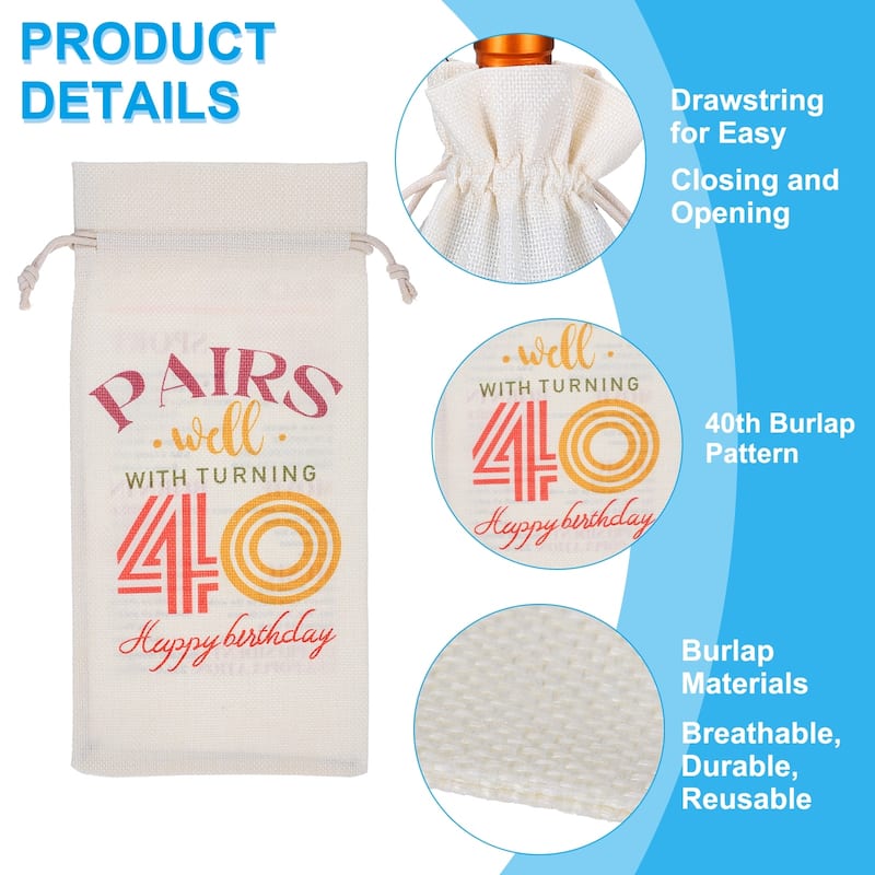 Happy Birthday Gifts Wine Bag for Women Men, Beige
