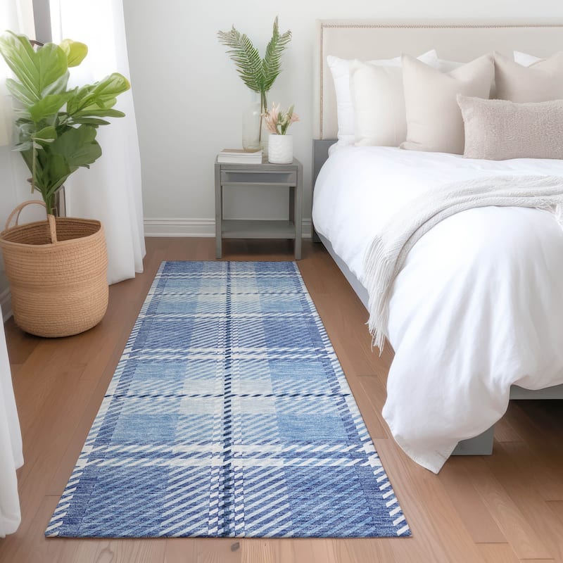 Premium Washable Super Soft Plaid Mayfield Rug - Denim - 2'3" x 7'6"