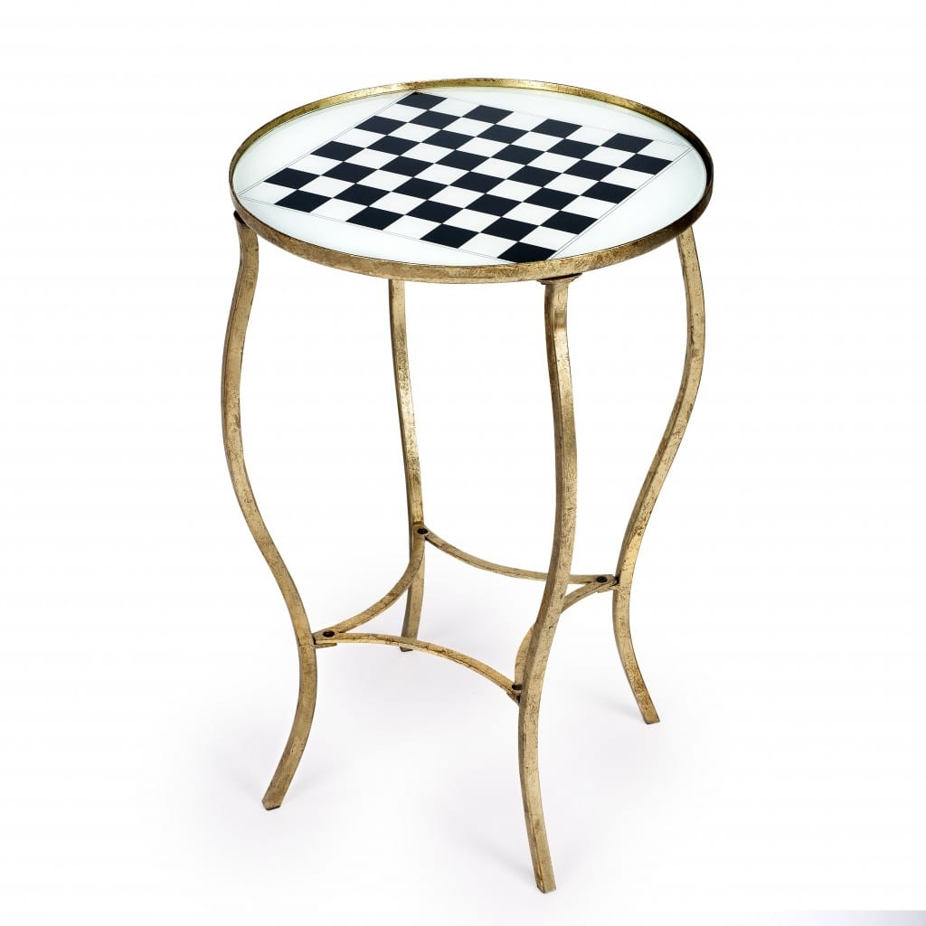 HomeRoots Antique Gold Black And White Game Table - 19